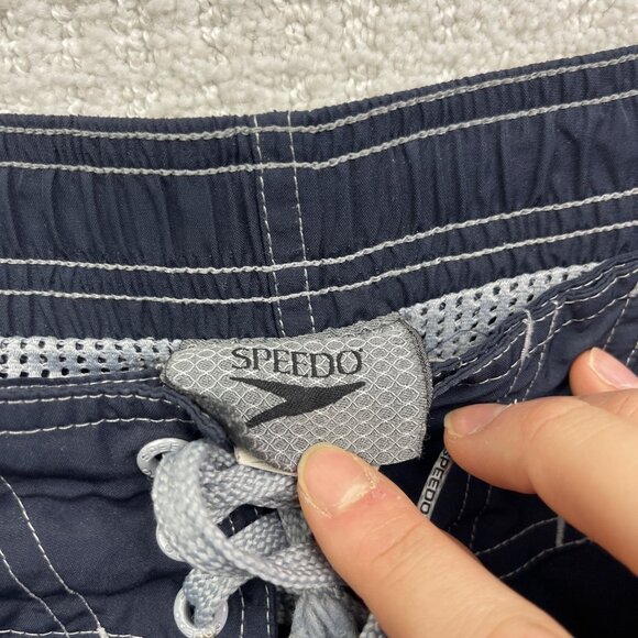 Y2K Men’s Speedo Blue / Grey Swimming Trunks Board Shorts Lined Size XL - Picture 6 of 13